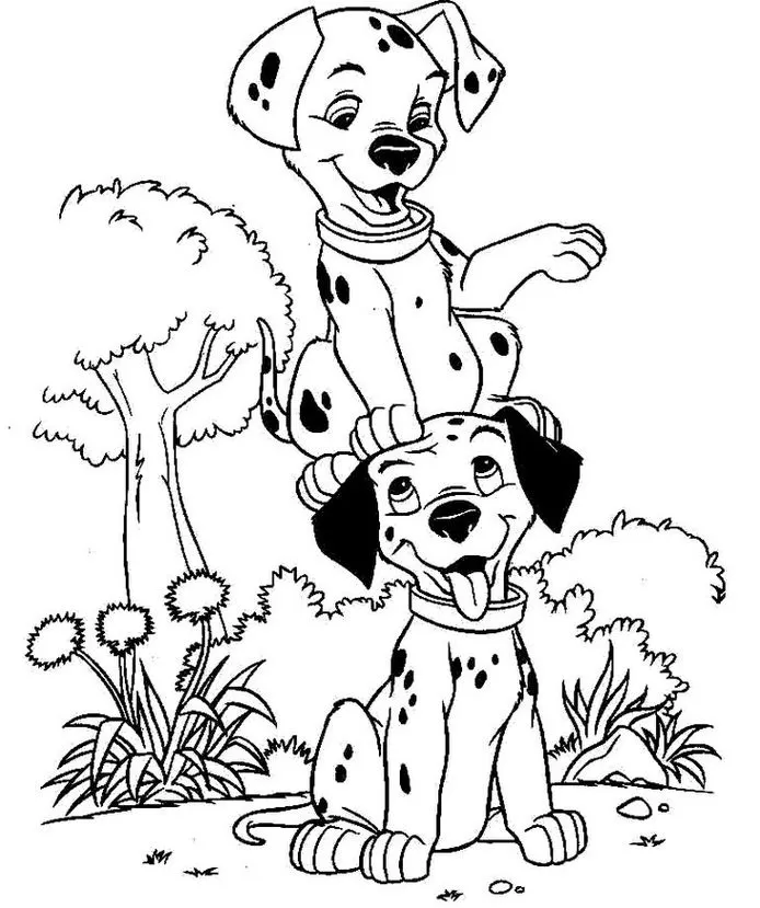 Filhotes Dálmatas brincalhões: Livro de colorir dos 101 Dálmatas. Alegria e criatividade com cenas divertidas para pintar.