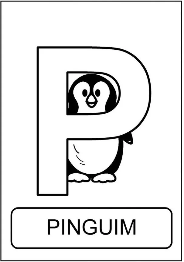 Pinguim Letra P: Alfabeto Divertido de Animais. Aprenda o alfabeto com este pinguim estilizado.