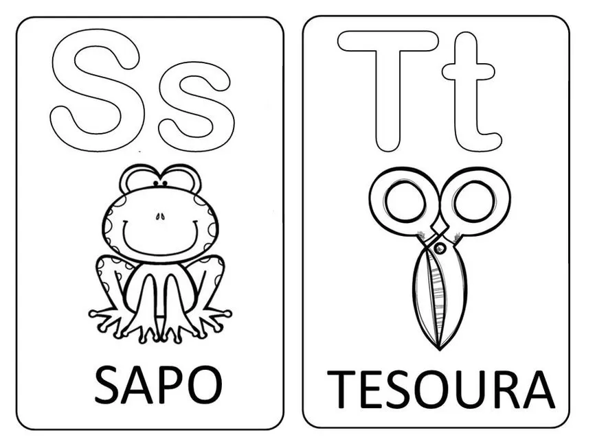 Alfabetização infantil: letras Ss e Tt com sapo e tesoura. Aprenda o alfabeto de forma divertida!