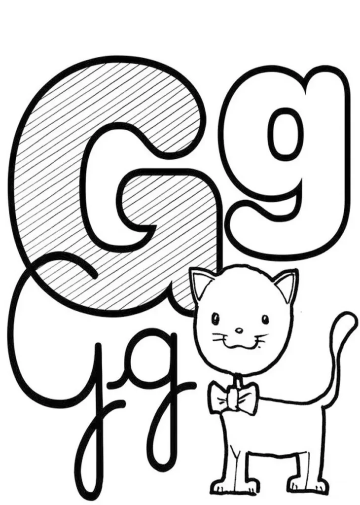 Letra G com Gato: Alfabeto divertido para crianças.