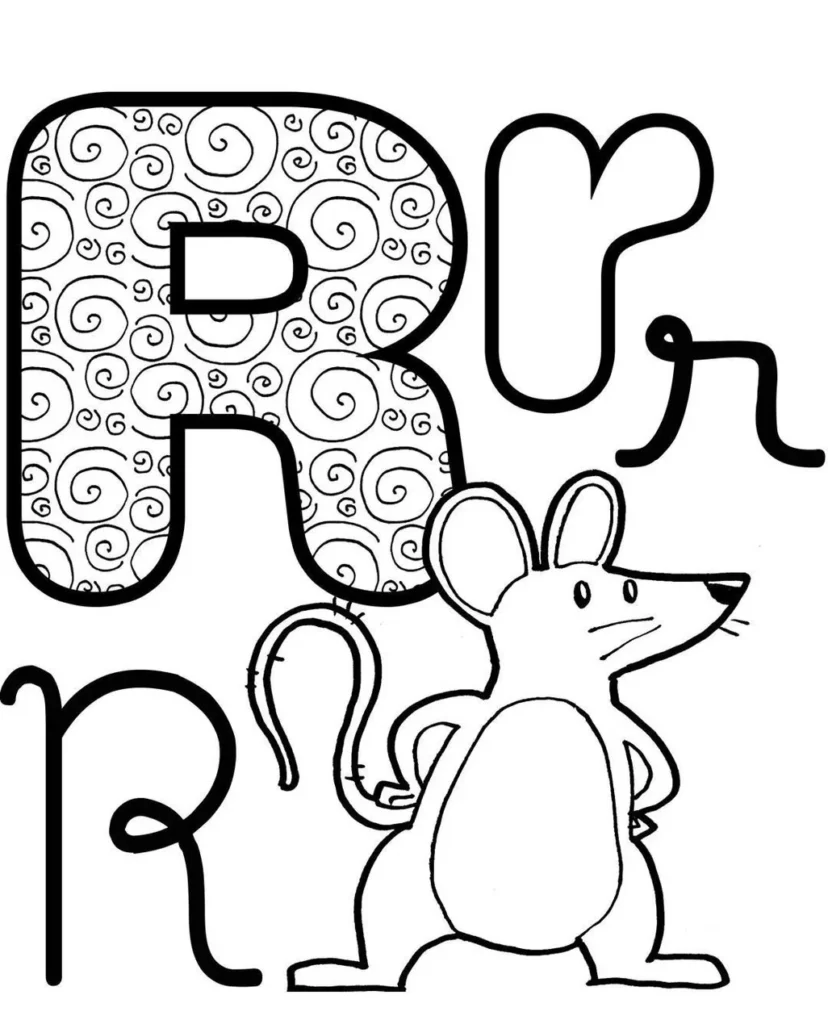 Letra R com Rato Curioso: Alfabeto Decorado