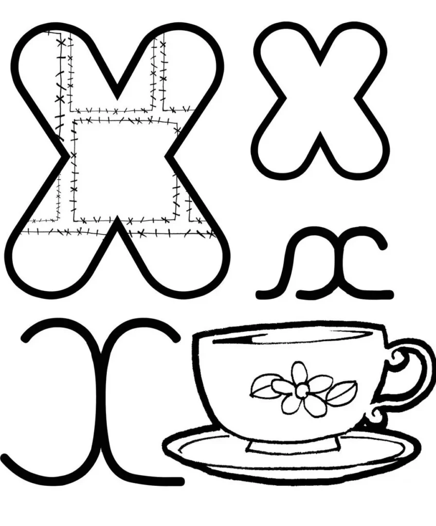 Letra X: Variações tipográficas e xícara decorada