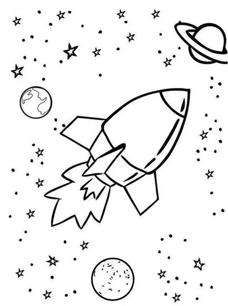 Foguete espacial em viagem cósmica: explore planetas e estrelas.