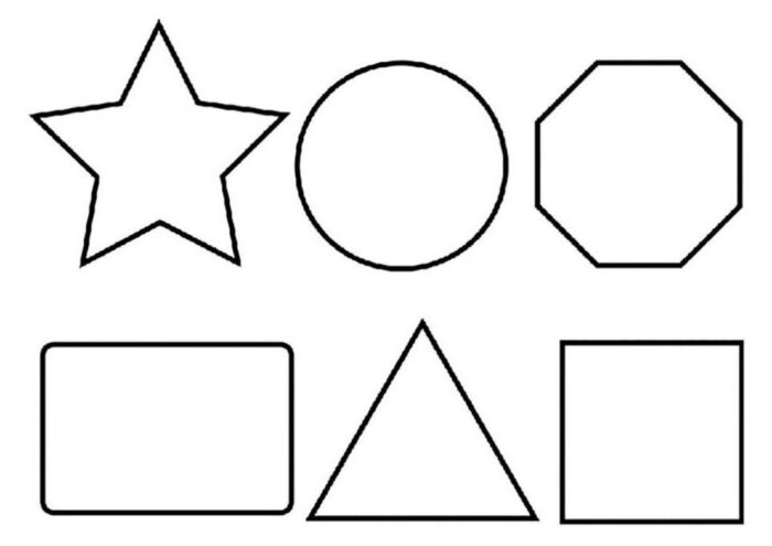 Formas Geométricas em Conjunto: Estrela, Círculo, Octógono, Retângulo Arredondado, Triângulo e Quadrado