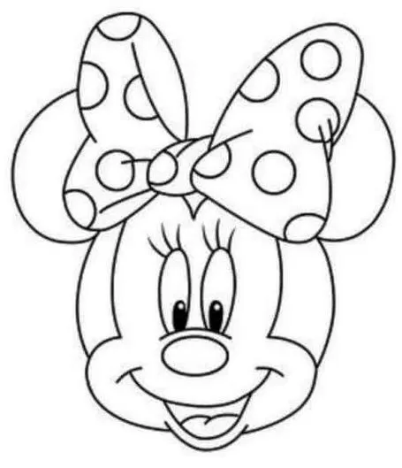 Minnie Mouse para colorir: desenho fofo com laço de bolinhas para crianças se divertirem.