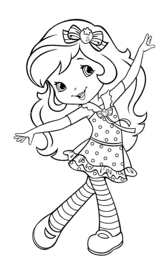 Moranguinho Dançando para Colorir: Desenho Divertido