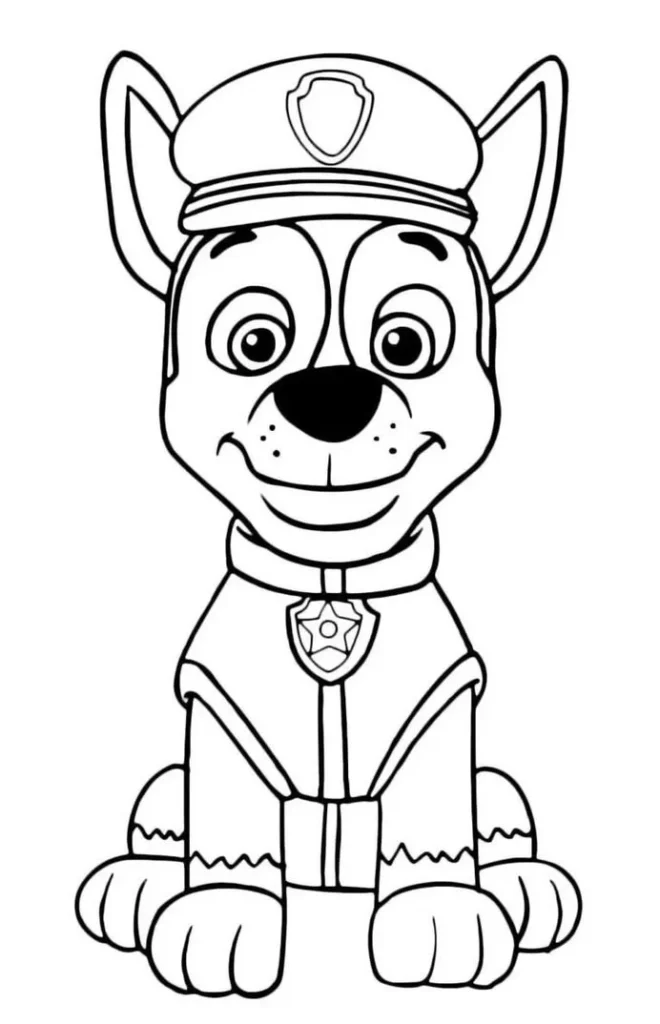 Desenho do Chase da Patrulha Canina para colorir: Estimule a criatividade com o filhote policial.