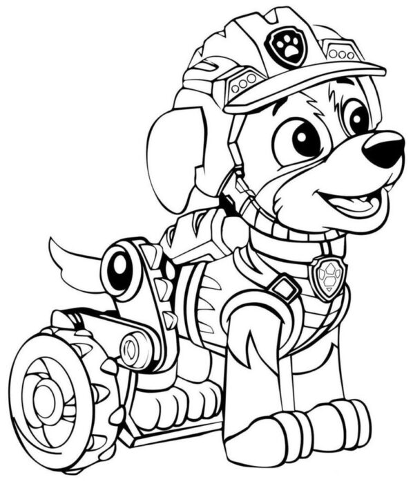 Desenho do Rex da Patrulha Canina para colorir: atividade criativa com o filhote robô da Patrulha.