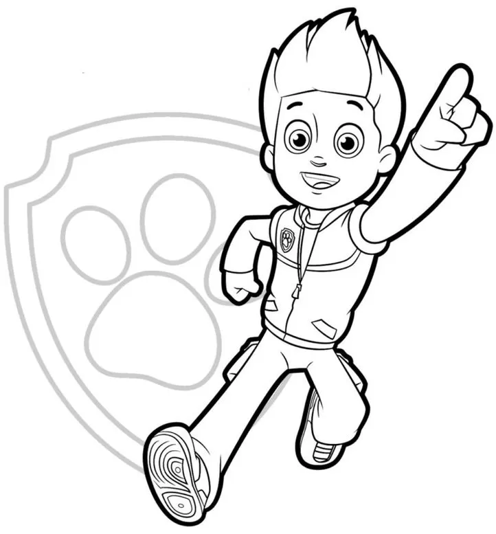 Ryder da Patrulha Canina para colorir: desenho divertido para crianças pintarem e se divertirem.