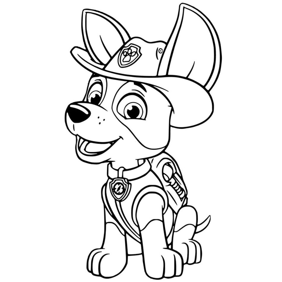 Desenho do Tracker da Patrulha Canina para colorir: divirta-se com este filhote aventureiro da selva.