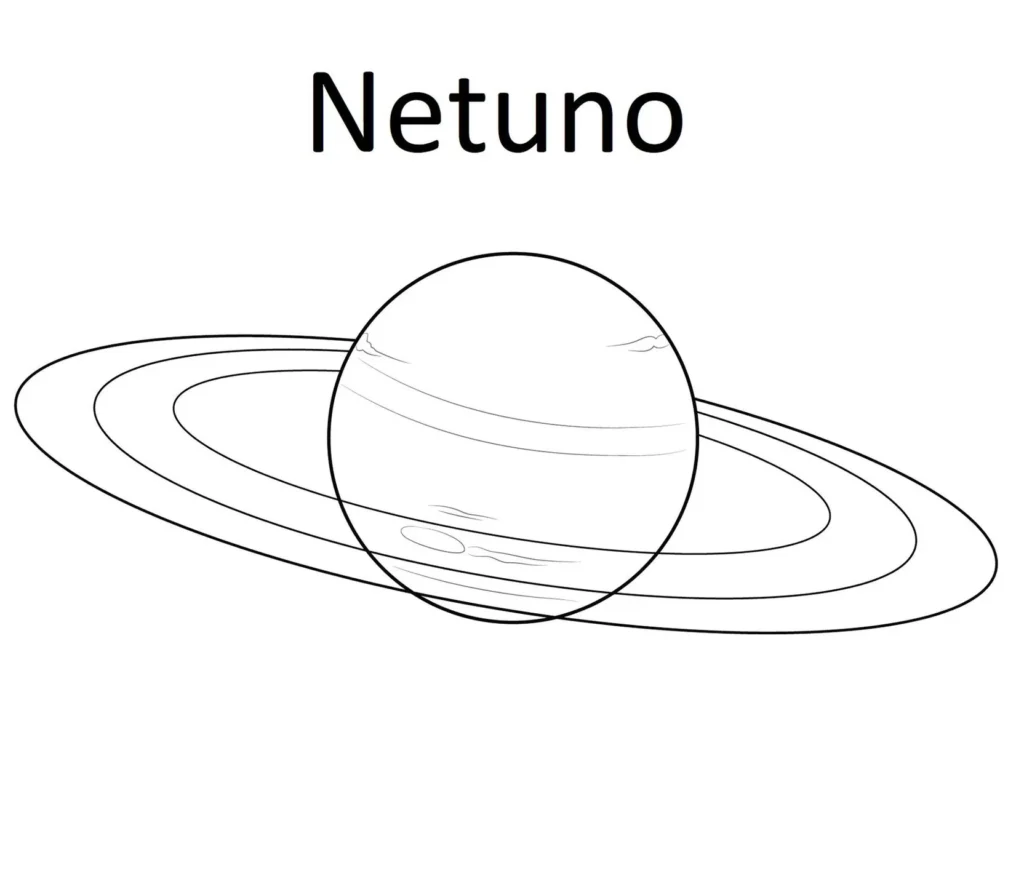 Netuno para colorir: Desenho do gigante gasoso com anéis, perfeito para atividades artísticas e explorar o planeta azul.