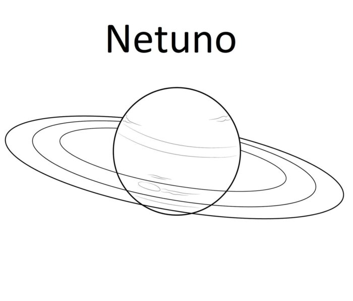 Netuno para colorir: Desenho do gigante gasoso com anéis, perfeito para atividades artísticas e explorar o planeta azul.