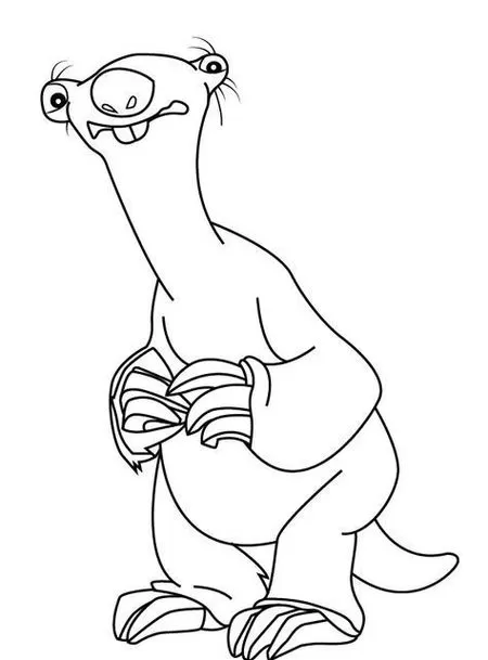 Sid de 'A Era do Gelo' para colorir: Desenho divertido do personagem sorrindo, pronto para atividades criativas.