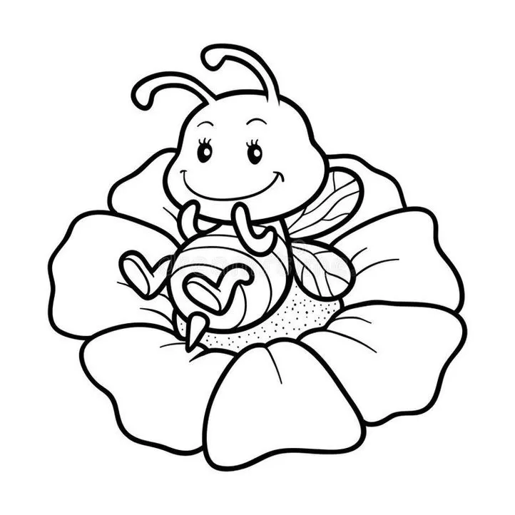 Desenhos de Abelhas para colorir em PDF. A imagem contém uma abelha na flor.
