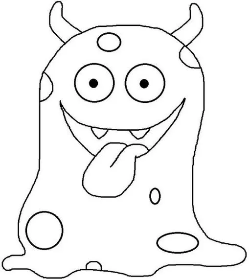 Desenho de alienígena amigável para colorir: Estimule a criatividade com este monstro sorridente, chifres e língua de fora.