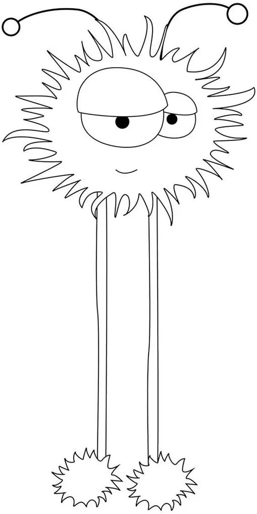 Desenho de alienígena Perna Grande para colorir: criatura extraterrestre com longas pernas e corpo peludo, ideal para atividades artísticas.