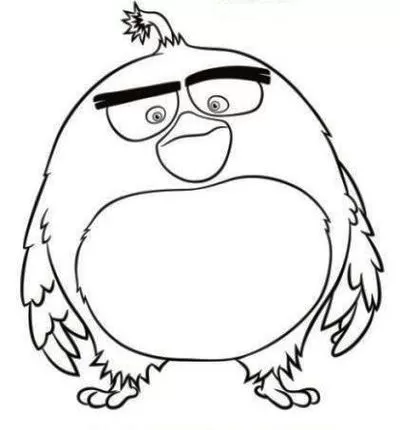 Desenho do Angry Birds Bomb para colorir. Detalhes do corpo oval, penacho e sobrancelhas marcantes. Perfeito para atividades artísticas.