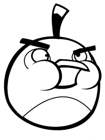 Carinha Bomb dos Angry Birds para colorir: detalhes dos olhos, bico e penas do personagem. Atividade criativa.