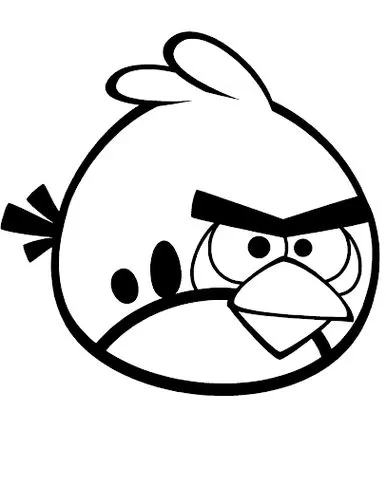 Angry Birds Red para colorir: desenho detalhado do corpo, penas, olhos expressivos, sobrancelhas e bico. Perfeito para colorir e atividades artísticas.