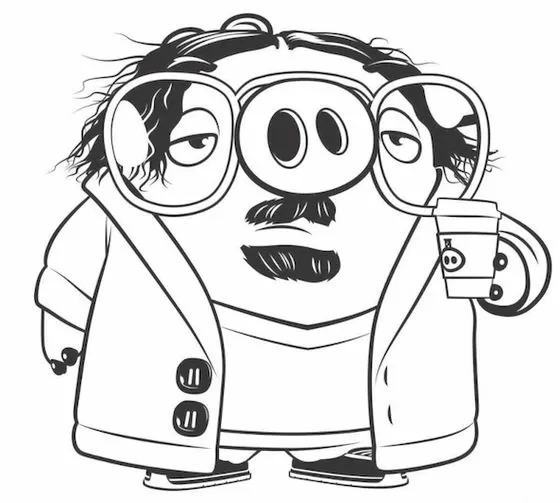 Angry Birds: Desenho de Porco com Casaco para Colorir