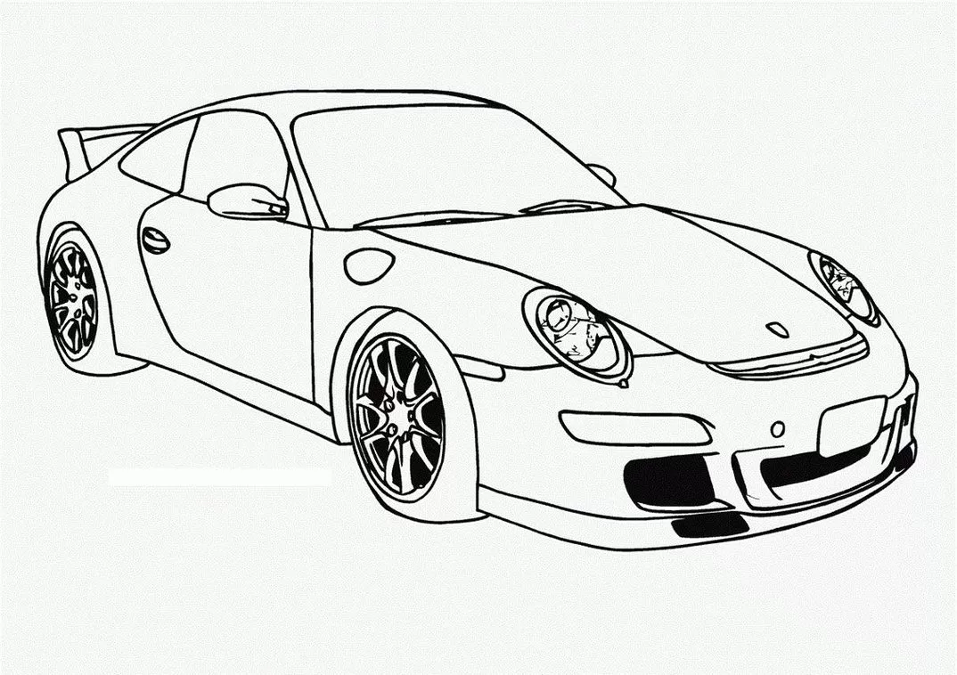 Desenhos de Carros para colorir De corrida Desenho detalhado de carro de corrida Porsche para colorir. Destaque para o design esportivo, aerofólio e rodas de liga leve. Perfeito para colorir e exercitar a criatividade.