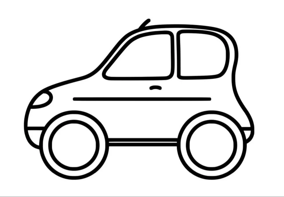 Desenhos de Carros para colorir Simples Carro simples para colorir: desenho fácil de carro compacto com design arredondado, ideal para atividades criativas e pintura.