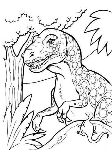 Tiranossauro Rex para colorir: desenho detalhado do rei dos dinossauros com dentes afiados, pronto para a aventura da pintura.