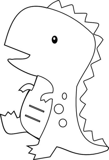 Desenho de dinossauro Rex para colorir: corpo arredondado, espinhos e boca aberta.