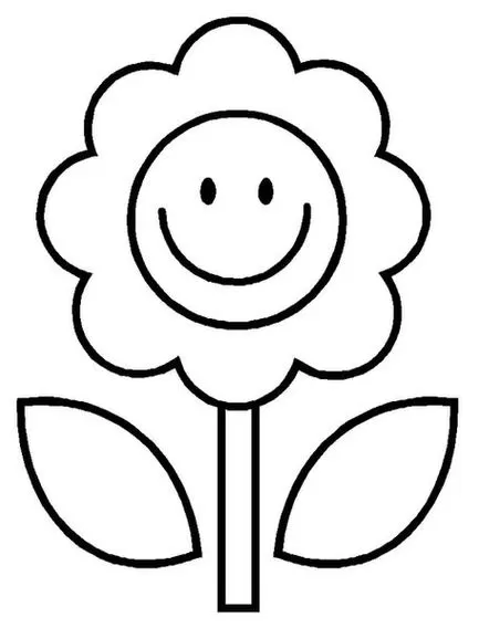 Flor sorridente para colorir: desenho divertido com pétalas e folhas vibrantes. Ideal para atividades criativas e relaxantes.