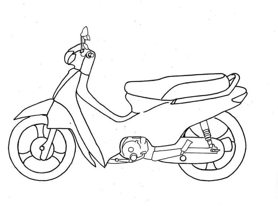 Desenho detalhado de Moto Biz para colorir: atividade criativa com motocicleta.