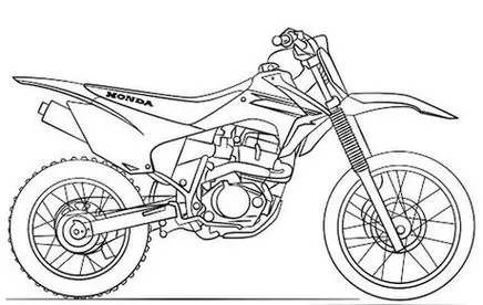 Desenho de moto Honda Bros para colorir: explore a paixão por motocicletas e a criatividade. Imagem detalhada com pneus cravos, motor e design autêntico.