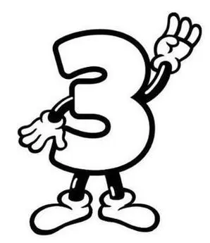 Desenhos de Números com mãozinhas para colorir 3 Três Número 3 com Mãozinhas para Colorir: Desenho divertido do numeral três com bracinhos e luvas, perfeito para atividades artísticas.