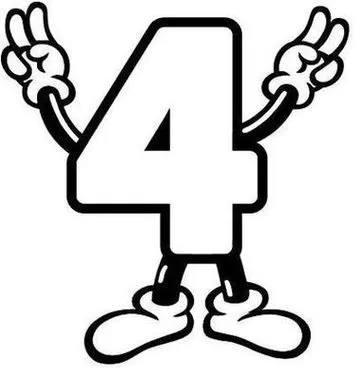 Desenhos de Números com mãozinhas para colorir 4 Quatro Numeral 4 com mãos para atividades criativas. Aprenda os números de forma lúdica pintando o Quatro.
