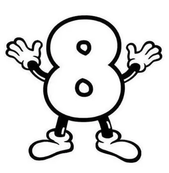 Desenhos de Números com mãozinhas para colorir 8 Oito Numeral 8 com mãozinhas para pintar: atividade lúdica para crianças aprenderem o número oito brincando e criando arte.