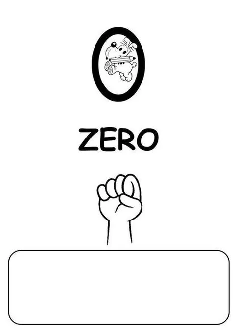 Desenhos do número 0 para colorir: Snoopy e punho cerrado. Atividade criativa com o algarismo zero para crianças se divertirem.
