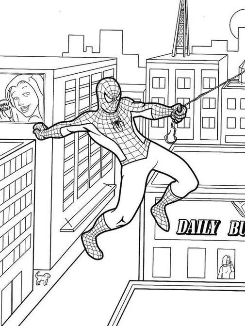 Desenhos do homem aranha para colorir em PDF. A imagem contém o personagem principal.