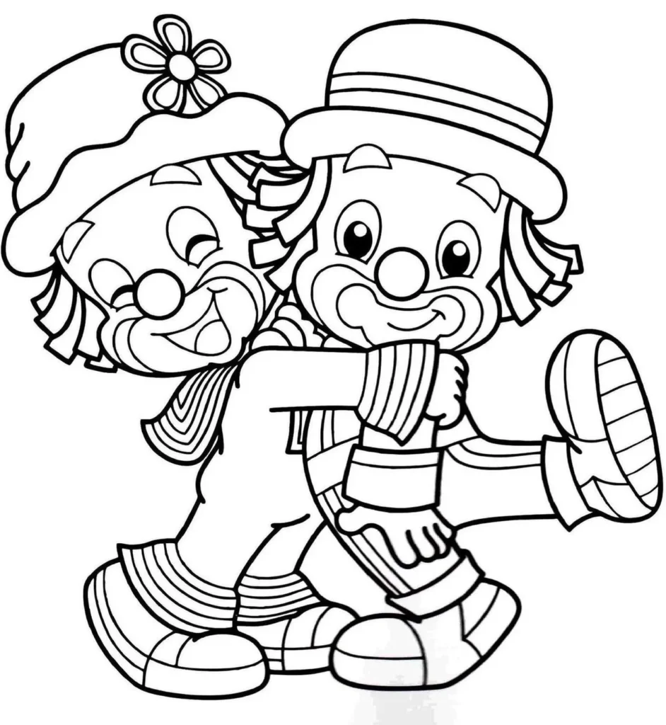 Patati Patatá para Colorir: Desenho dos Palhaços Abraçados. Atividade divertida com os palhaços mais queridos da TV.