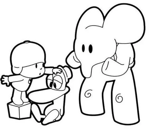 Pocoyo, Ely e Pato para colorir: atividade criativa e divertida para crianças. Imprima os desenhos!