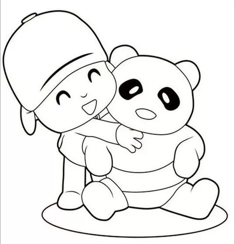 Pocoyo e Panda: desenho para colorir estimula a imaginação e a celebração da amizade. Atividade artística com foco em laços afetivos.