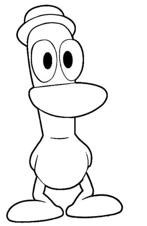 Pato do Pocoyo com chapéu: desenho divertido para colorir e soltar a imaginação com o amigo do Pocoyo.