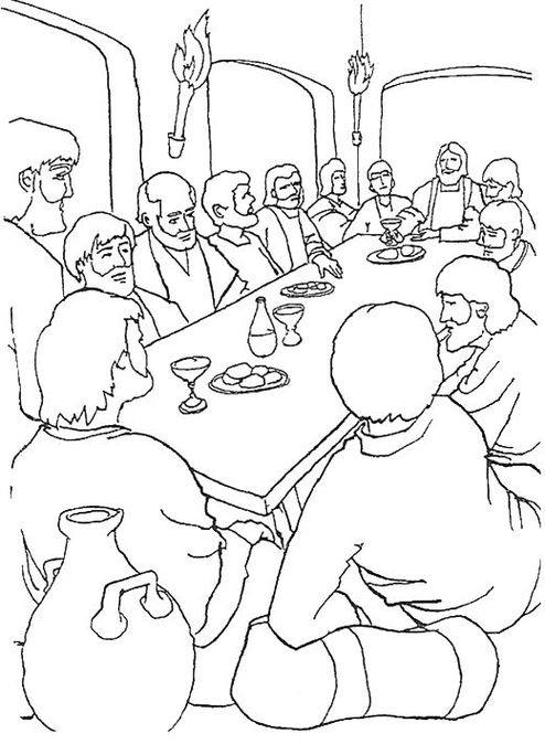 Desenho da Última Ceia para colorir: Refeição e Encontro Sagrado