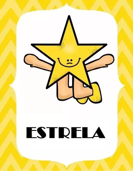 Estrela Amarela Sorrindo para Imprimir: Desenho Divertido de Forma Geométrica