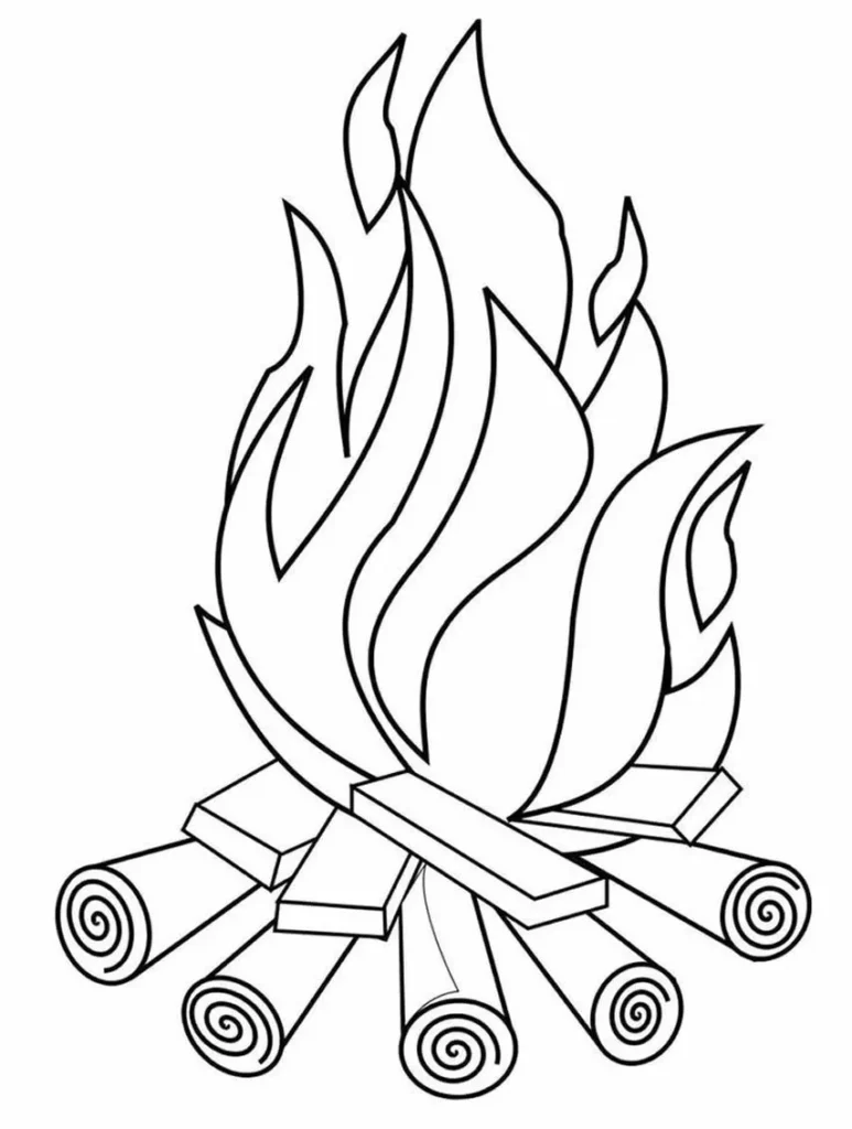 Fogueira de Festa Junina para Colorir: Desenho Tradicional
