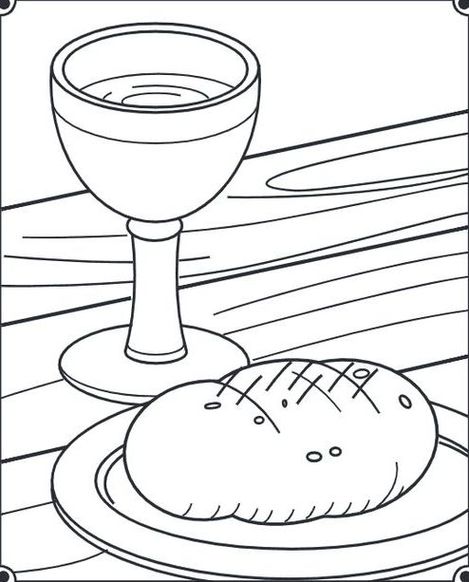 Páscoa Cristã: Cálice de Vinho e Pão para Colorir