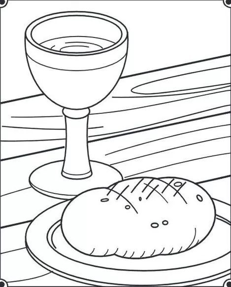 Desenhos de Tarefas sobre a Páscoa Cristã Pão e Vinho