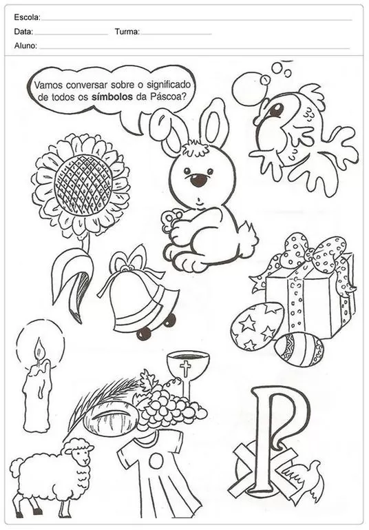 Atividade Páscoa Cristã: Pinte os símbolos e aprenda sobre seus significados.