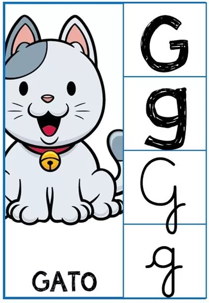 Alfabeto Letra G: Desenhos para Imprimir com Gato e Diferentes Estilos da Letra