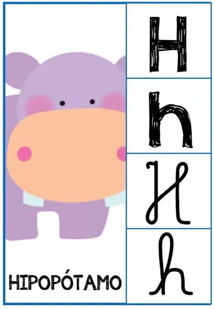 Alfabeto Divertido: Letra H com Hipopótamo para Imprimir
