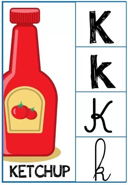 Letra K: Alfabeto divertido para crianças aprenderem com Ketchup