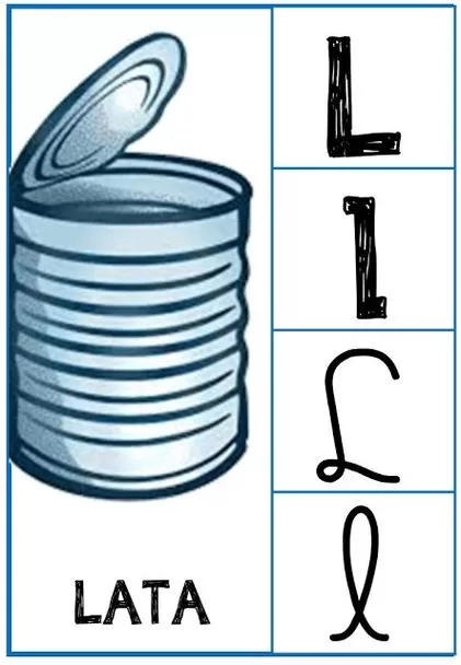 Alfabeto Letra L: Desenhos de lata para aprender e colorir.